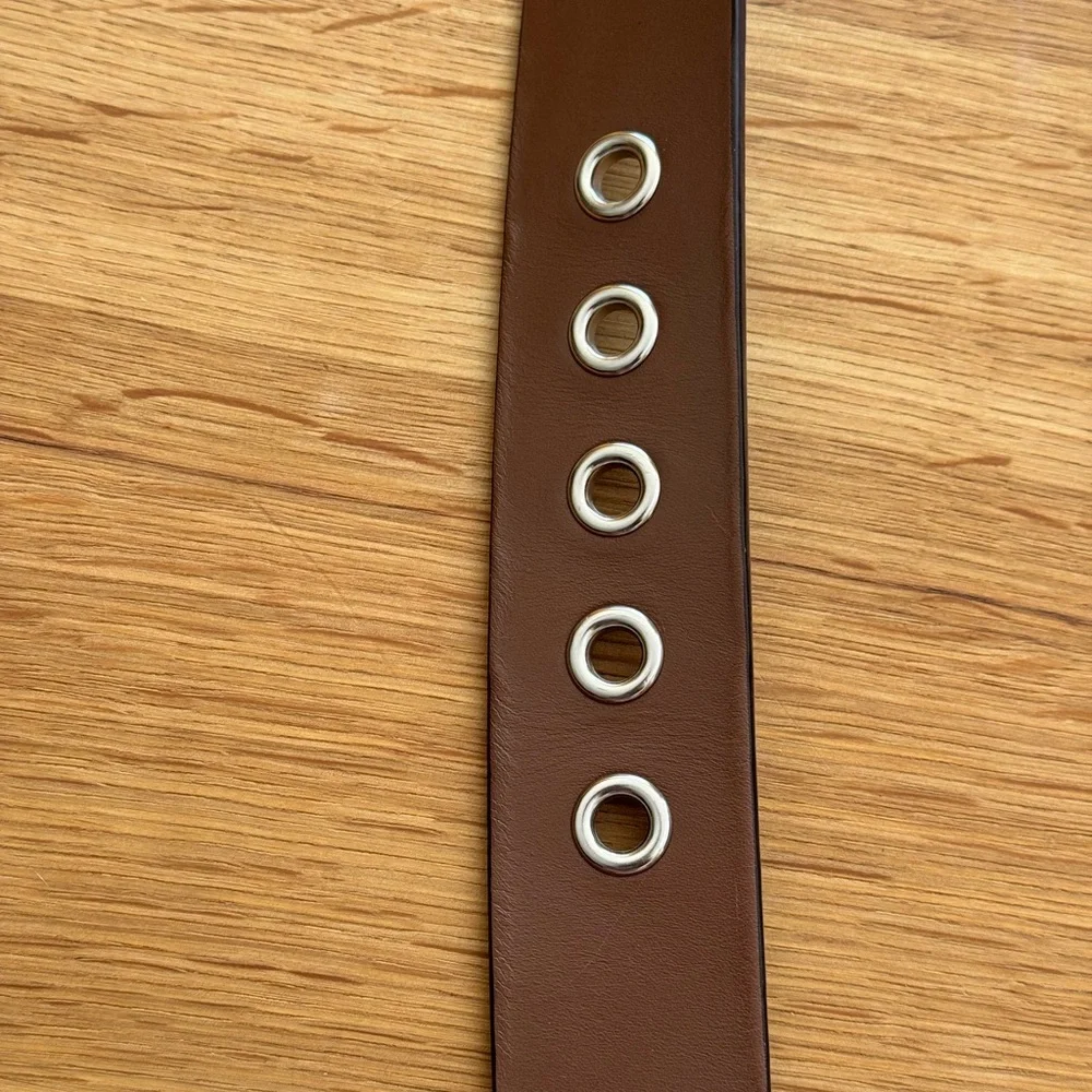 Coach Factory Brown Leather Grommet Belt XL 1.5” Silver Buckle FS3980 NWT - Picture 2 of 6